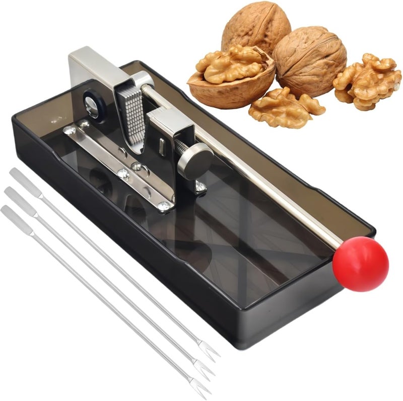 Frezonika Nut Crackers for All Nuts with 3 Picks Included, Stainless Steel Silver Nutcracker for Black Walnuts Pecan Macadamia, Manual Adjustable Jaws Nutcracker Tool (Classic Silver) - Image 1